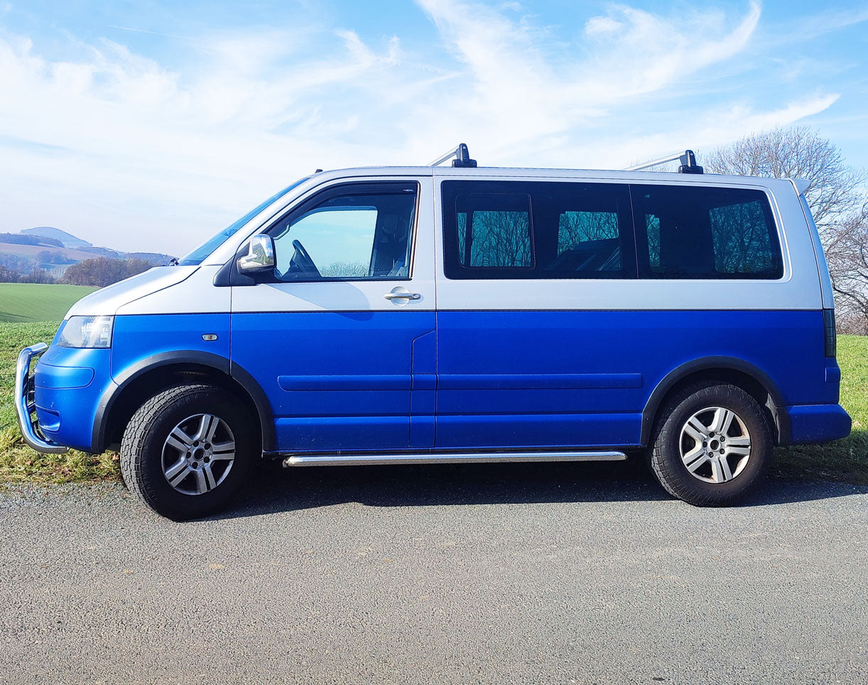 VW T5 Bj. 09-15 Kurzer RS Edelstahl Schwellerrohre "Sport" 64mm