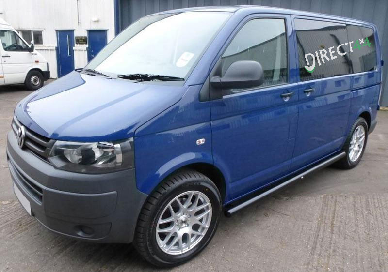 VW T5 Bj. 09-15 Kurzer Radstand schwarze Schwellerrohre mit 45° Enden ohne Stufenpads - Direct 4x4 Autozubehör