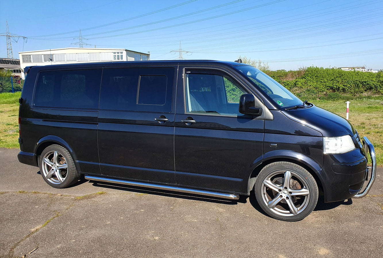 VW T5 Bj. 09-15 Kurzer RS Edelstahl Schwellerrohre "Sport" 64mm - Direct 4x4 Autozubehör