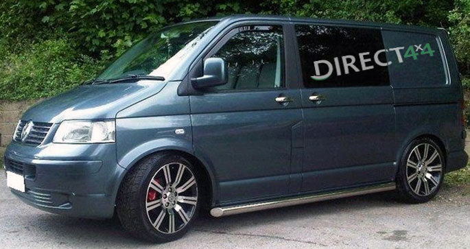 VW T6 ab Bj. 15 Kurzer Radstand Edelstahl Schwellerrohre mit 45° Enden ohne Auftritt - Direct 4x4 Autozubehör