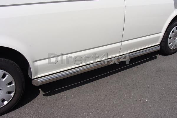 VW T5 Bj. 09-15 Kurzer Radstand Edelstahl Schwellerrohre mit 45° Enden ohne Auftritt - Direct 4x4 Autozubehör