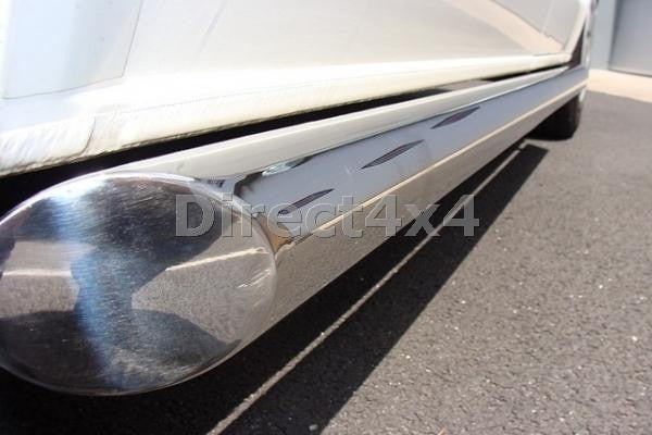 VW T5 Bj. 09-15 Kurzer Radstand Edelstahl Schwellerrohre mit 45° Enden ohne Auftritt - Direct 4x4 Autozubehör