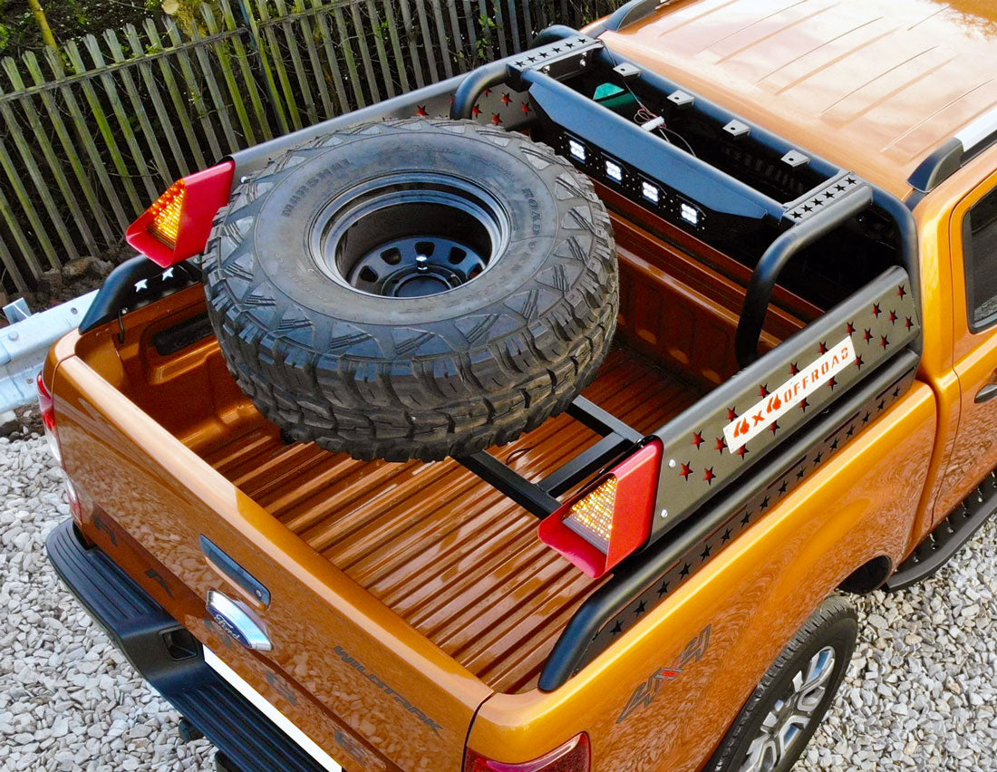 Ford Ranger Bj. 16-21 Überrollbügel "OffRoader" Ersatzradhalterung & LED - Direct 4x4 Autozubehör