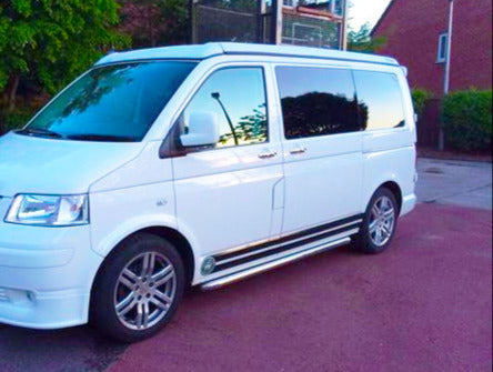 VW T5 Bj. 03-09 Kurzer RS Edelstahl Schwellerrohre "Sport" 64mm - Direct 4x4 Autozubehör