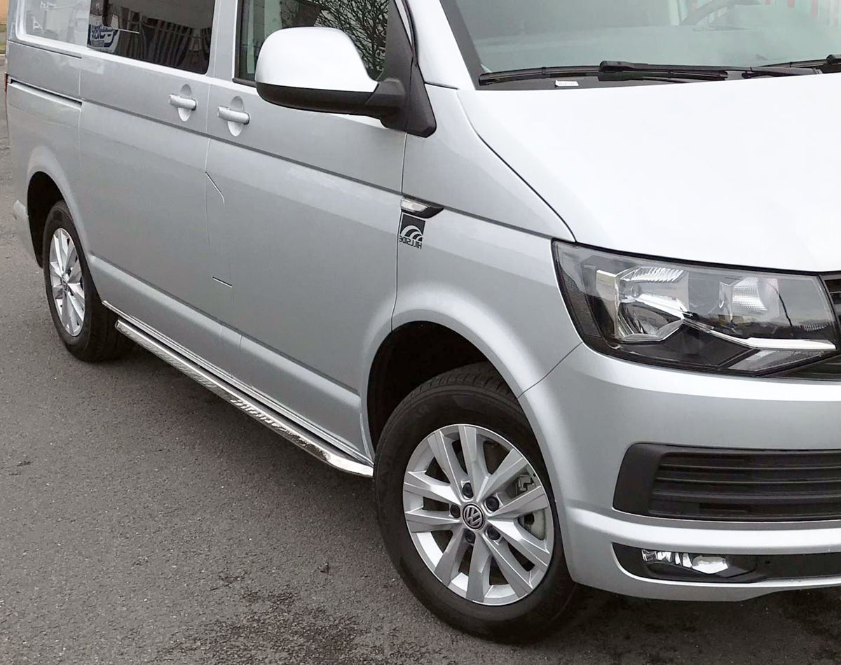 VW T5 Bj. 09-15 Kurzer RS OE Style Edelstahl Schwellerrohre "N-Max" - Direct 4x4 Autozubehör