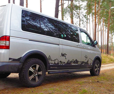 VW T5 Bj. 09-15 LRS Schwarze Schwellerrohre "Sport" 64mm