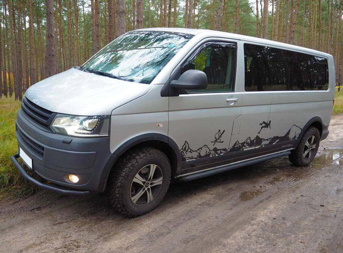 VW T5 Bj. 09-15 LRS Schwarze Schwellerrohre "Sport" 64mm - Direct 4x4 Autozubehör