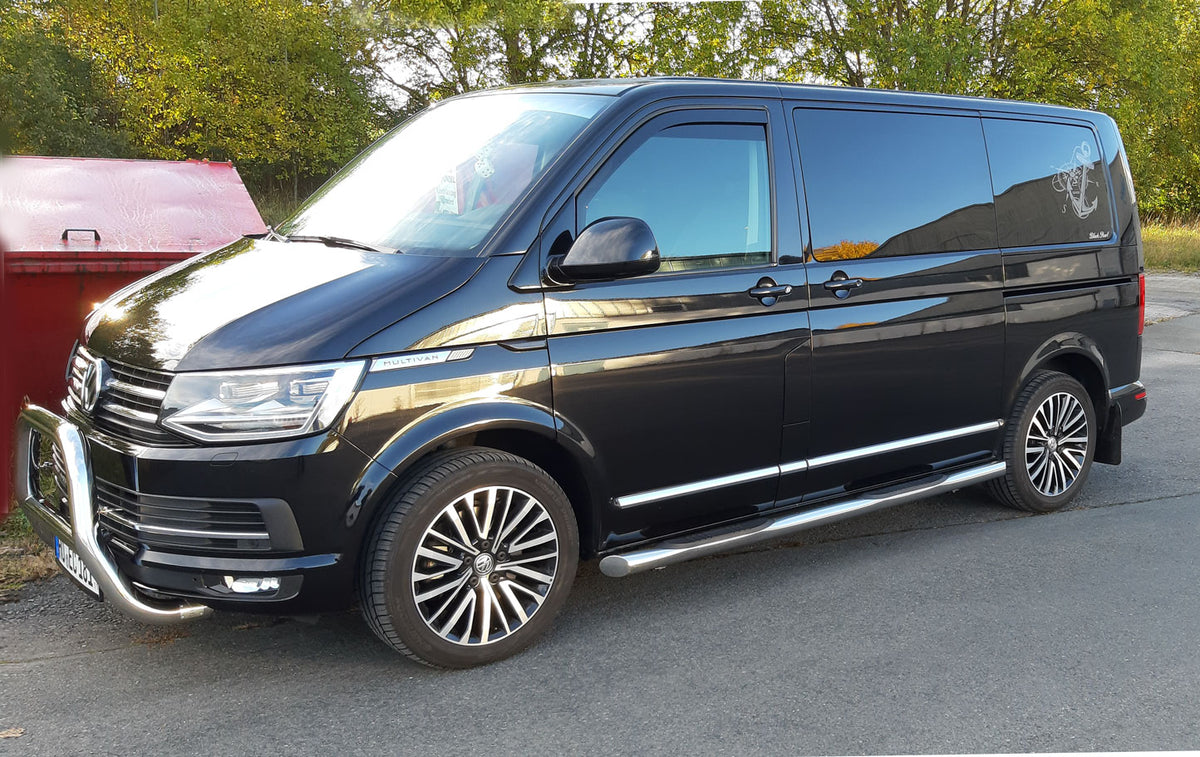 VW T6 ab Bj. 15 KRS Edelstahl Schwellerrohre mit 45° Endkappe - Direct 4x4 Autozubehör