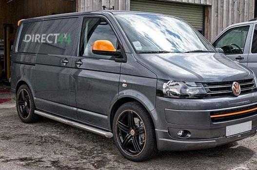 VW T6 ab Bj. 15 Kurzer Radstand Edelstahl Schwellerrohre mit 45° Enden ohne Auftritt - Direct 4x4 Autozubehör