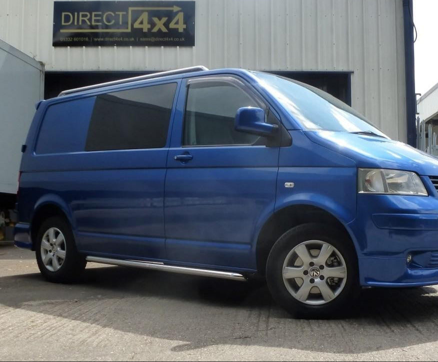 VW T5 Bj. 03-09 Kurzer RS Edelstahl Schwellerrohre "Sport" 64mm - Direct 4x4 Autozubehör