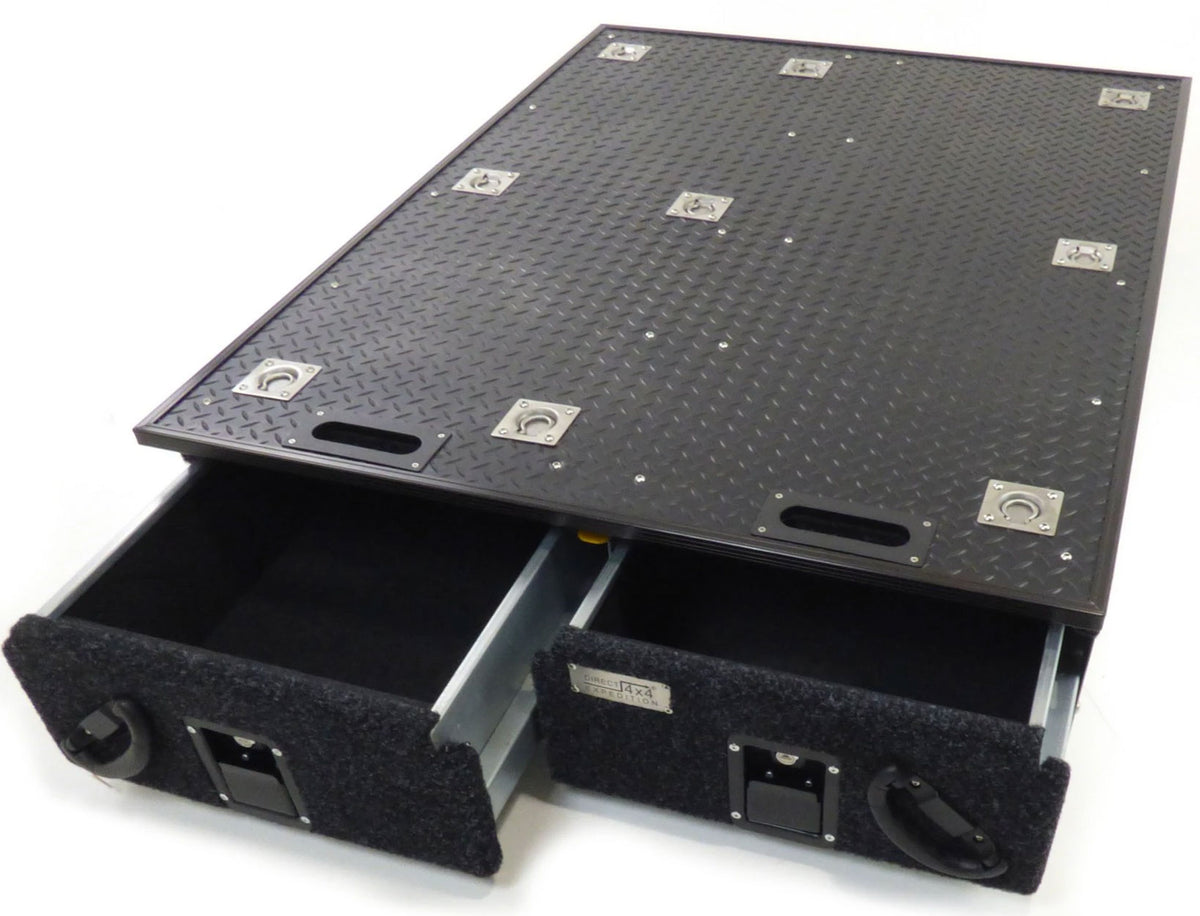 Schubkasten System "TopOne" 130 x 100 x 30cm mit Gummi-Belag - Direct 4x4 Autozubehör